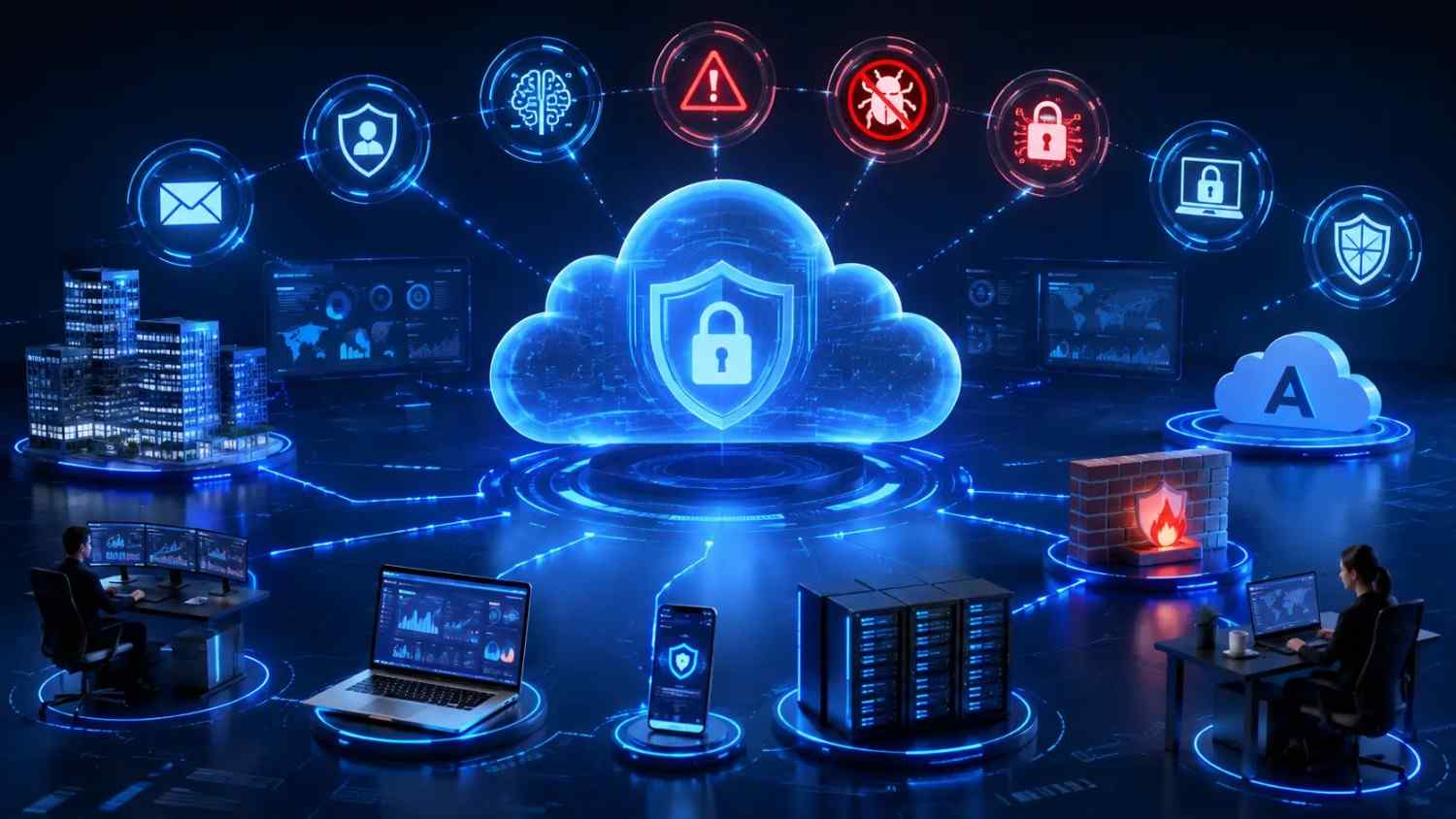 Managed SOC Services protecting cloud infrastructure from cyber threats.